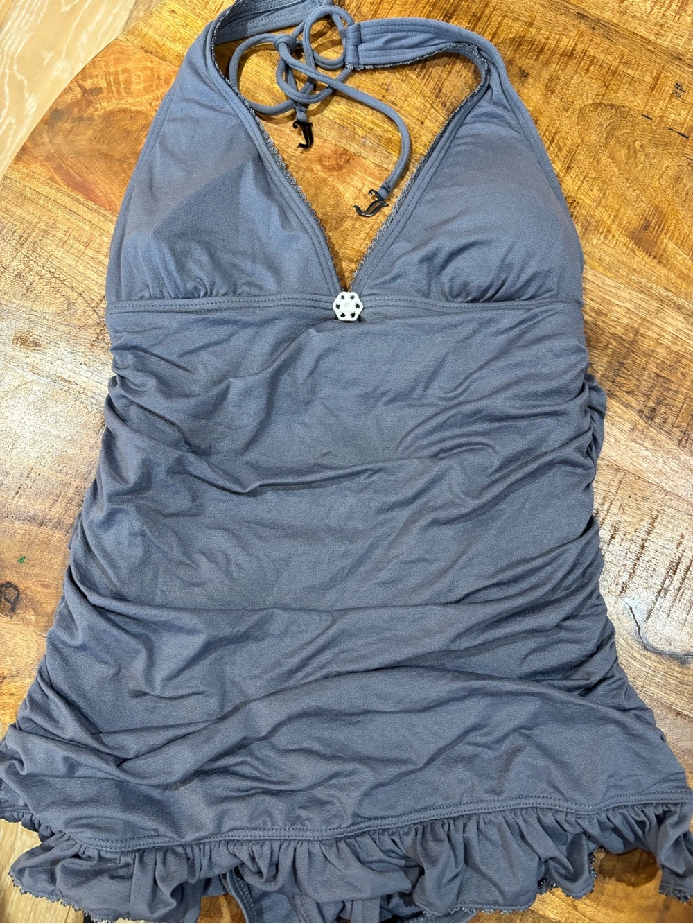 Juicy Couture Slate Gray Halter One-Piece Swim Dress